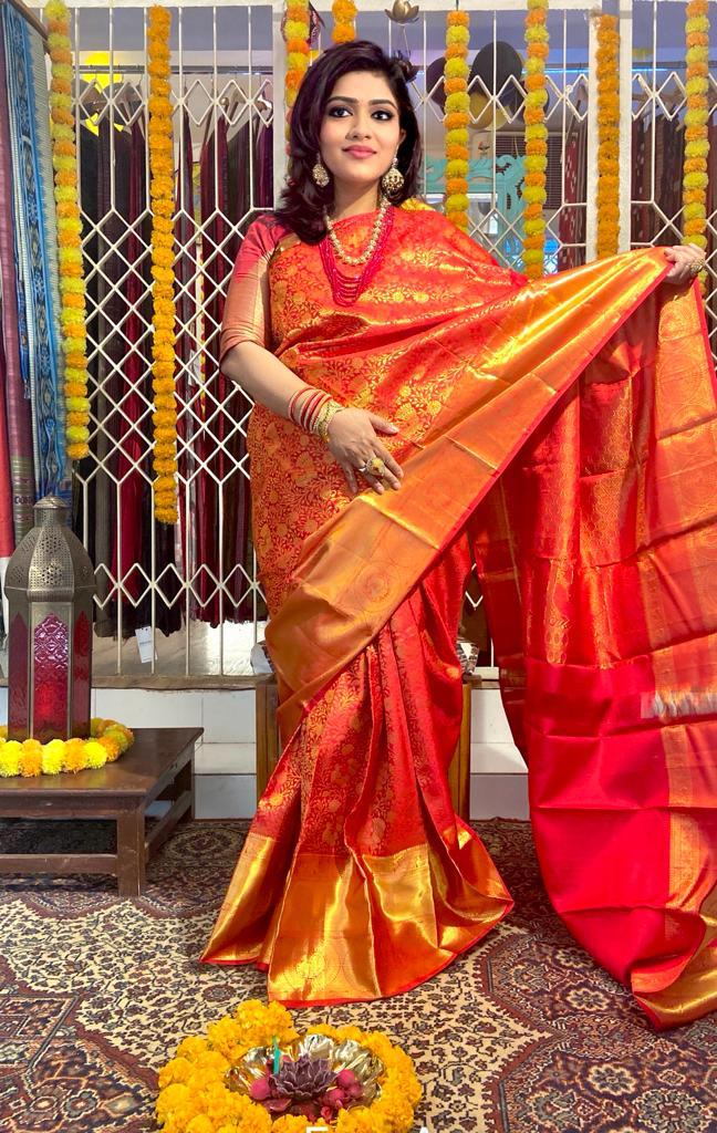 Designer Red Kanjeevaram Silk Saree For Women || Rooprekha – rooprekha